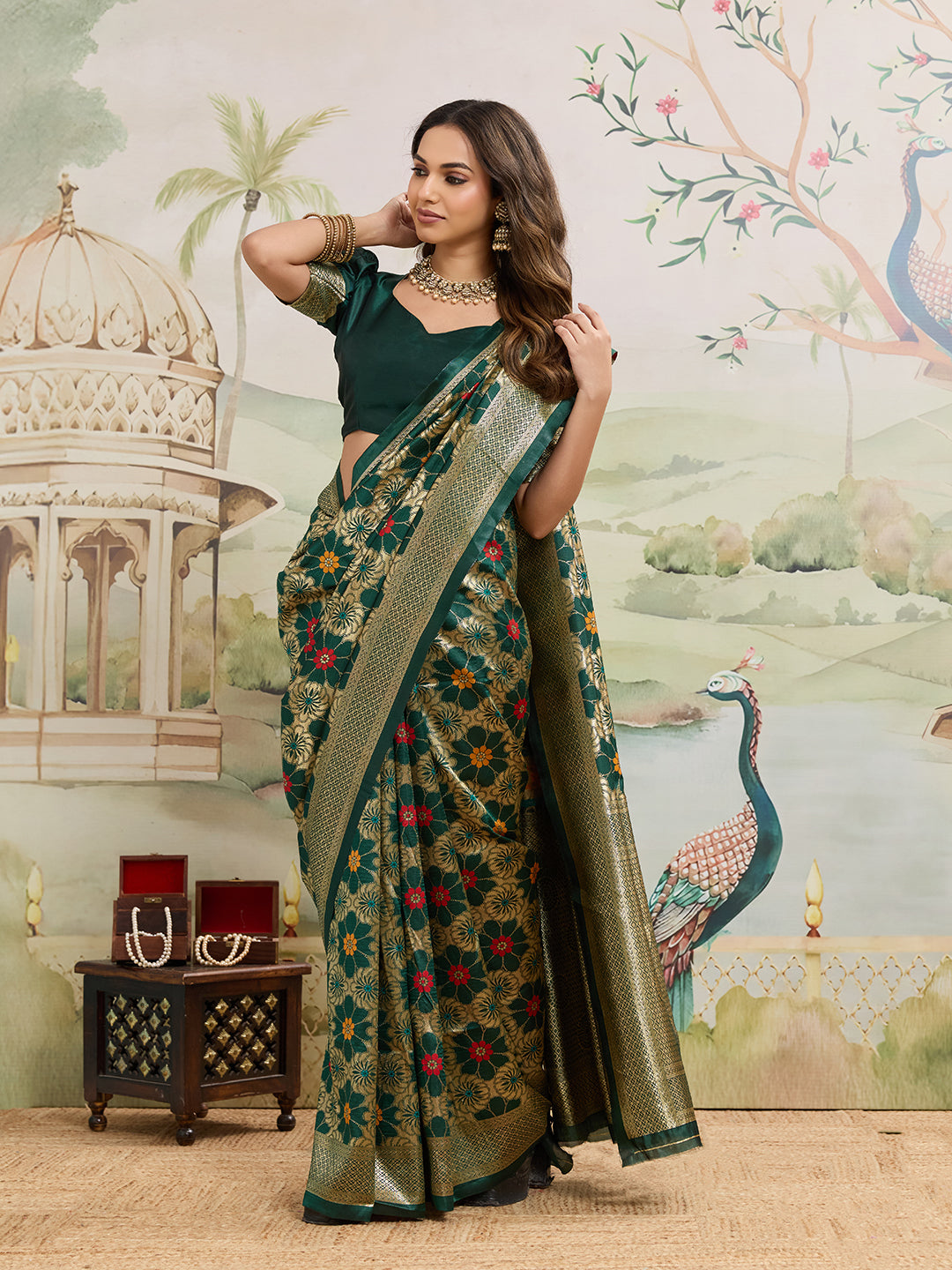 Drapekatha Festive Motif Zari Woven Kota Litch Saree