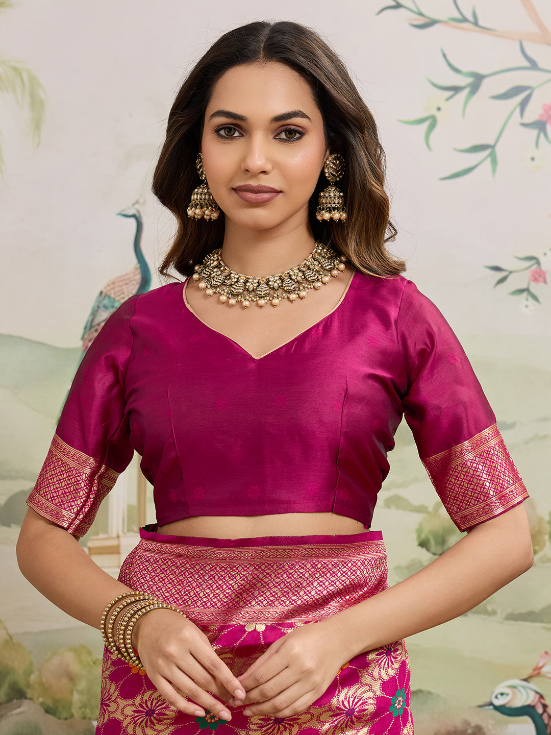 Drapekatha Festive Bloom Zari Woven Kota Litch Saree