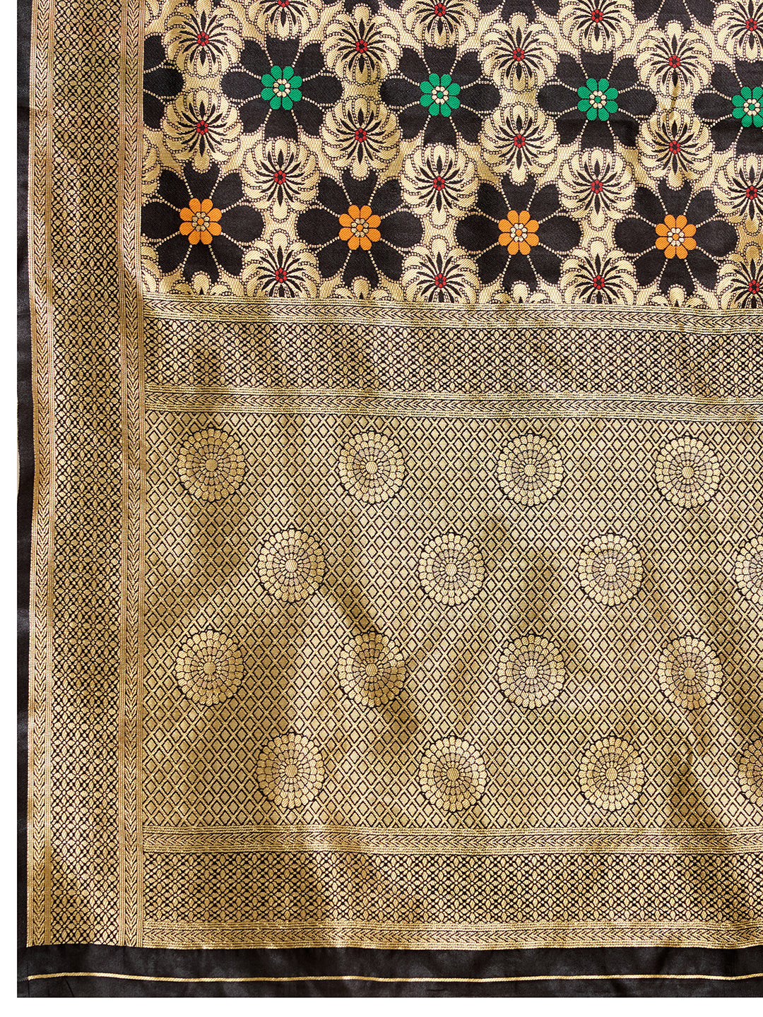 Drapekatha Midnight Bloom Zari Woven Kota Litch Saree