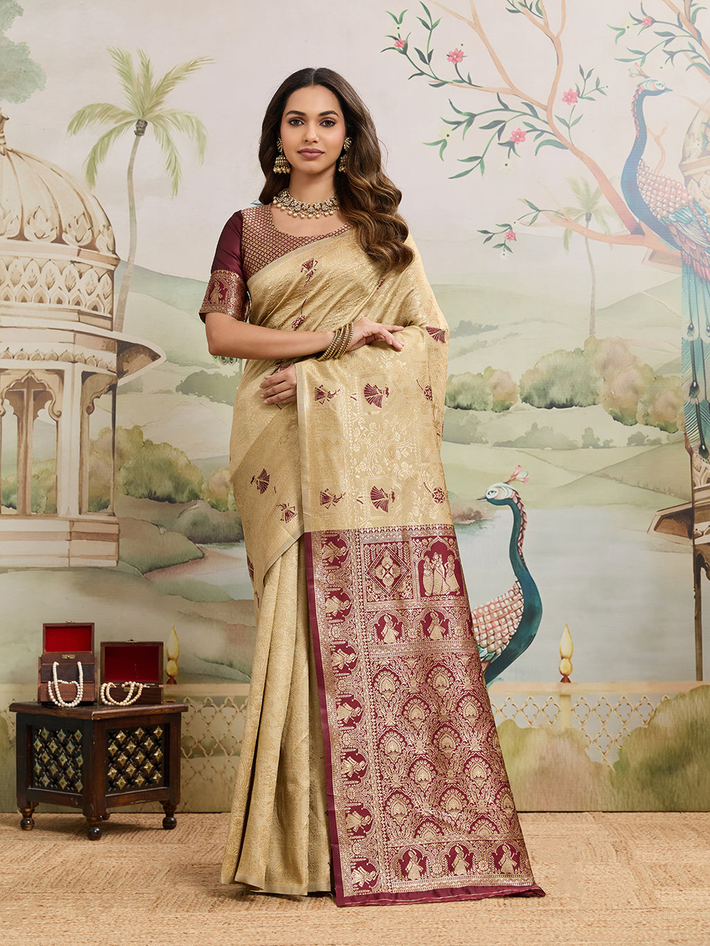 Drapekatha Heritage Wedding Zari Pallu Kota Litch Saree
