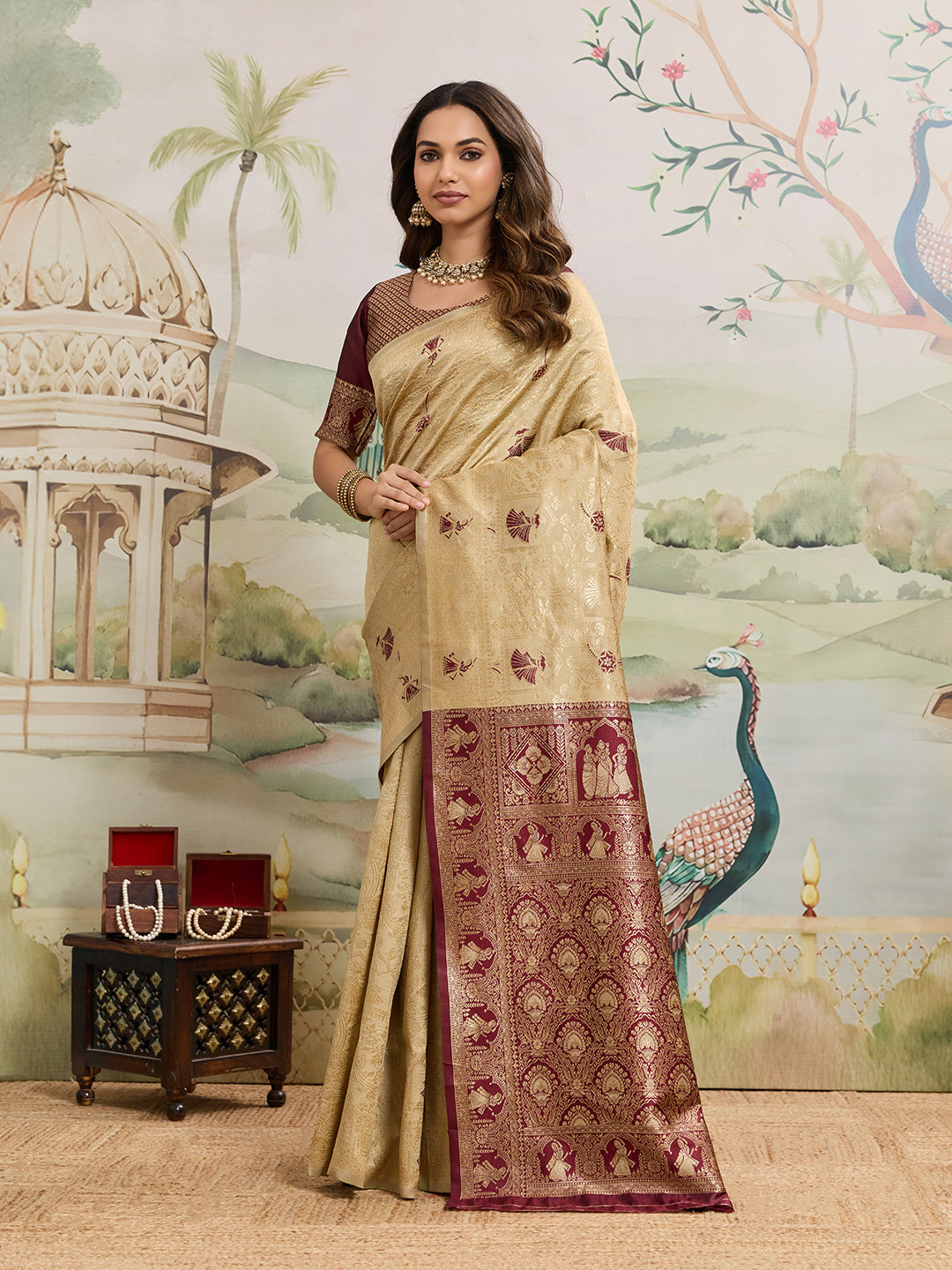 Drapekatha Heritage Wedding Zari Pallu Kota Litch Saree