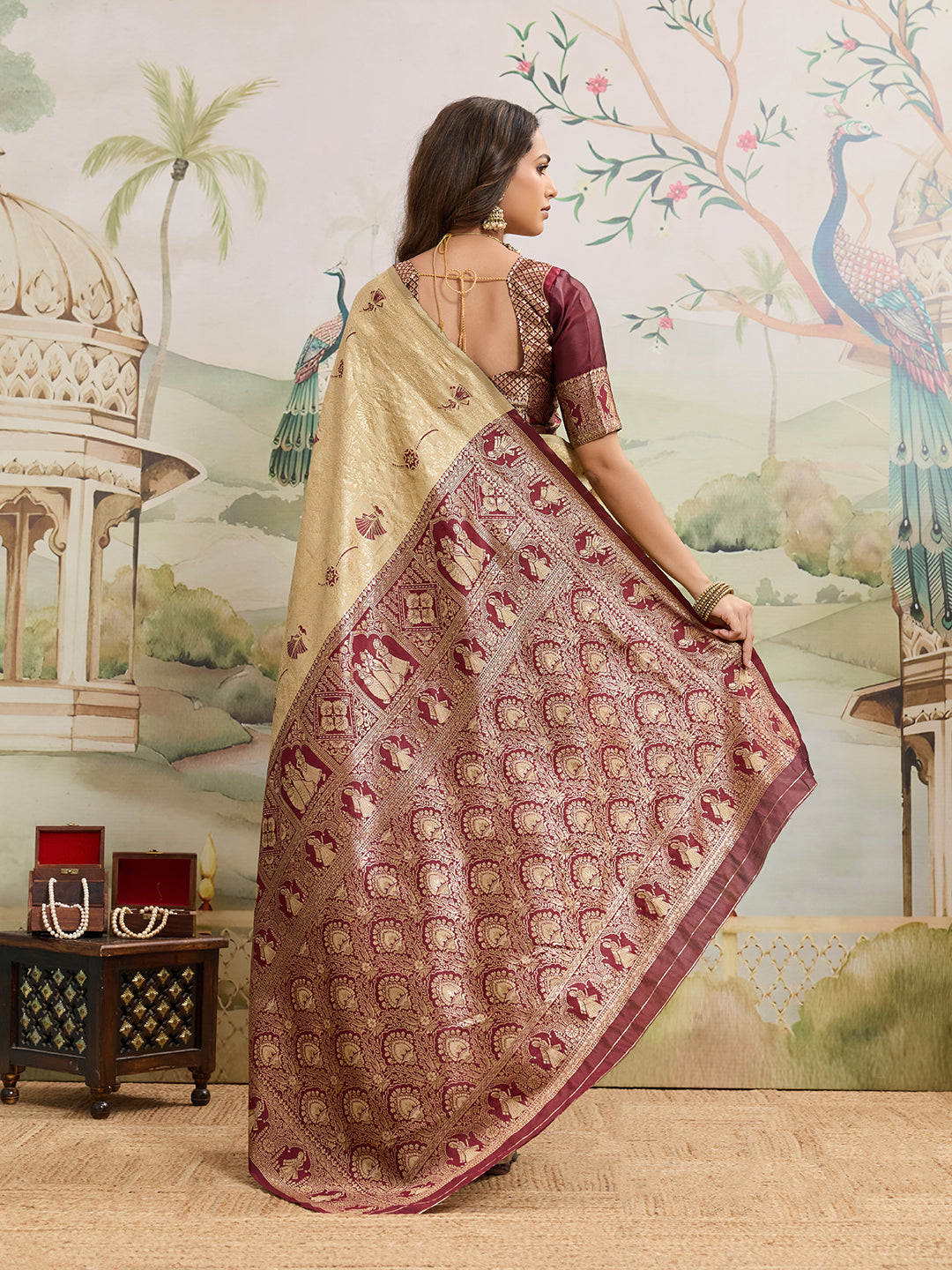 Drapekatha Heritage Wedding Zari Pallu Kota Litch Saree