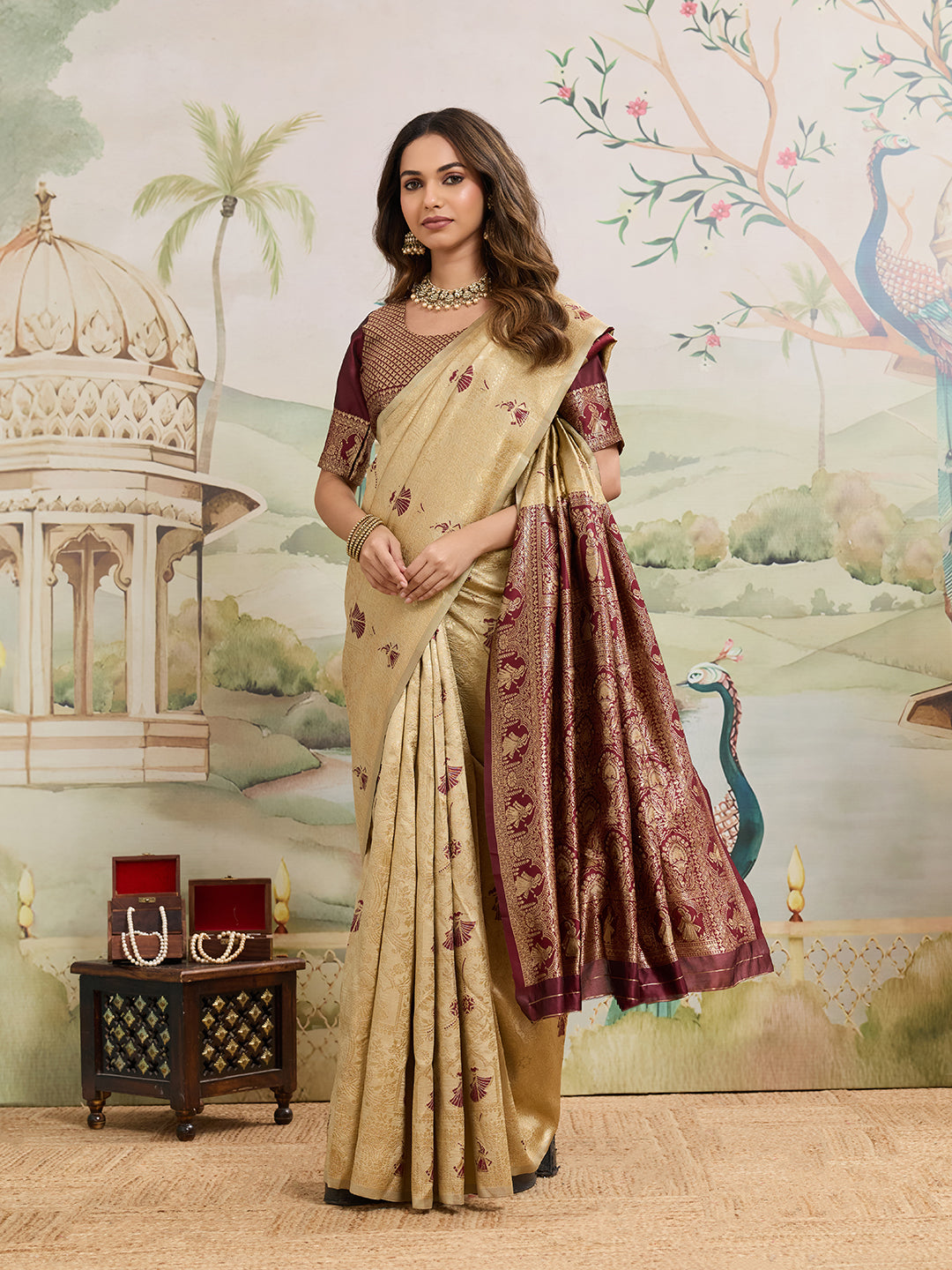 Drapekatha Heritage Wedding Zari Pallu Kota Litch Saree